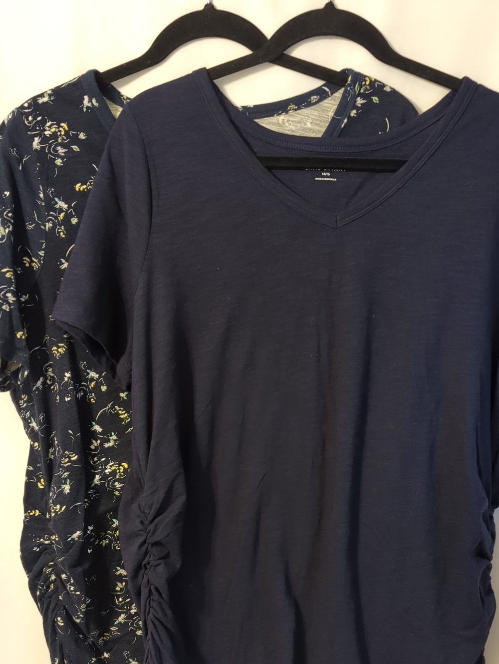 Women's Navy Side-Ruched V-Neck Top Lane Bryant